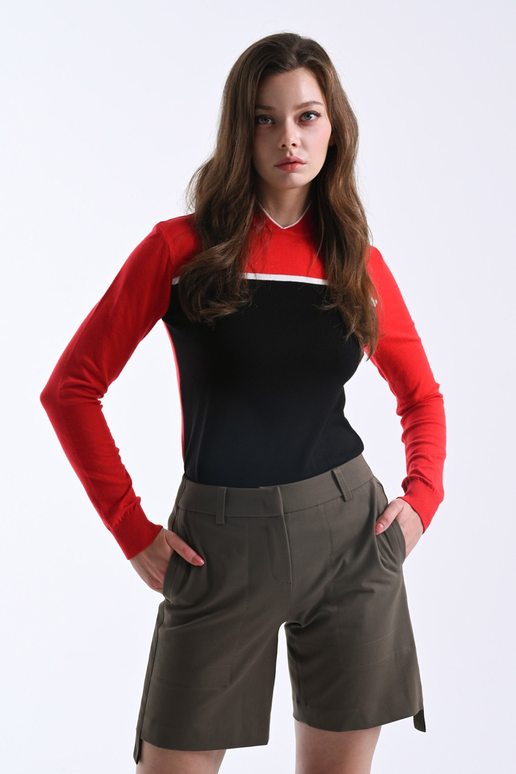 [HOL] 홀릭앤플레이 여성 보더 패턴 골프 스웨터 HA3WSW001RE